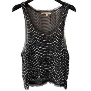 Endless Rose Black mesh pearl And Bead tank Size Large
